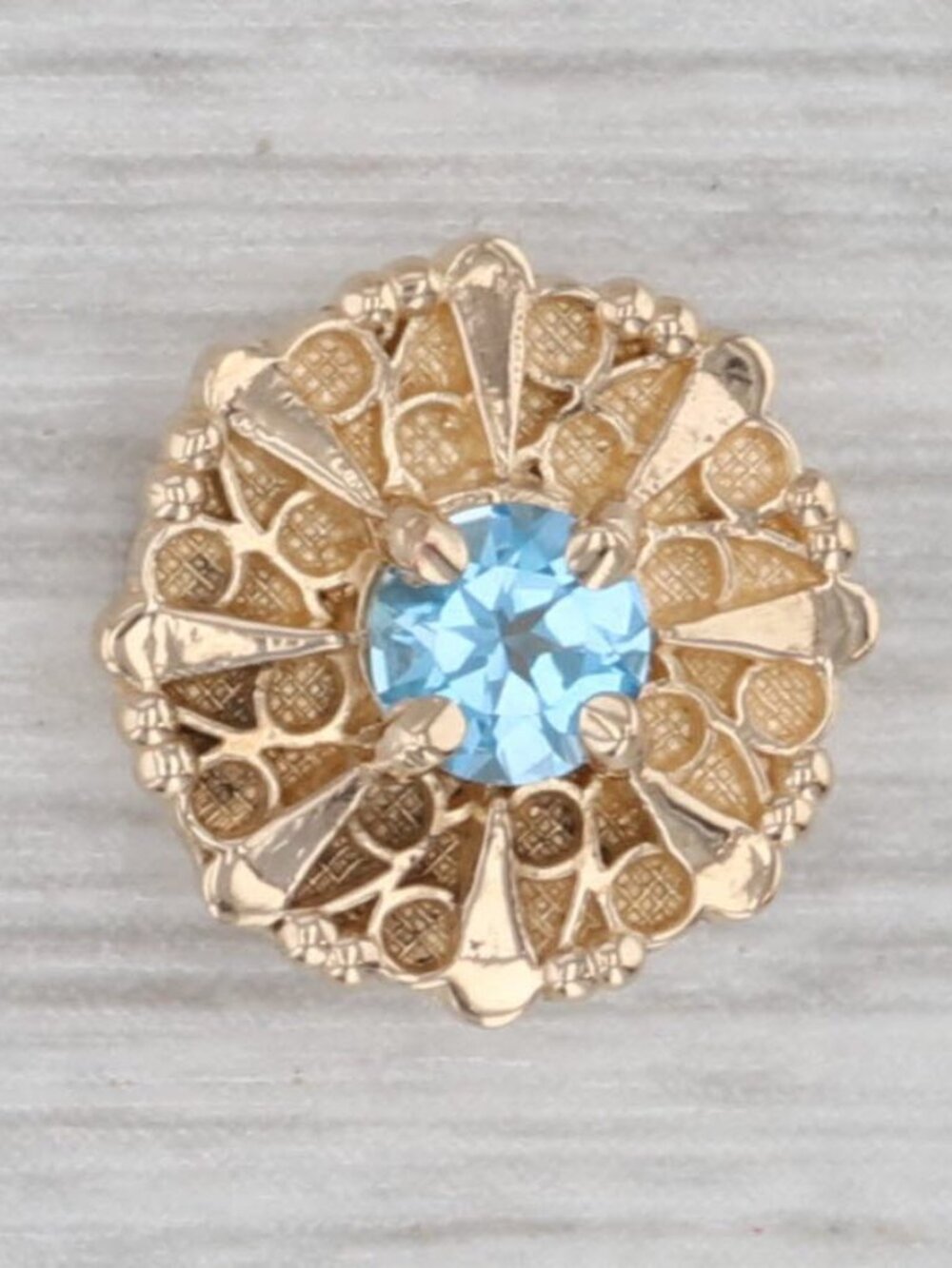 0.30ct Blue Topaz Solitaire Slide Bracelet Charm 14k Yellow Gold Richard Glatter